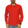 Κόκκινο μονόχρωμο μακρυμάνικο βαμβακερό μπλουζάκι MAN2MAN τύπου polo