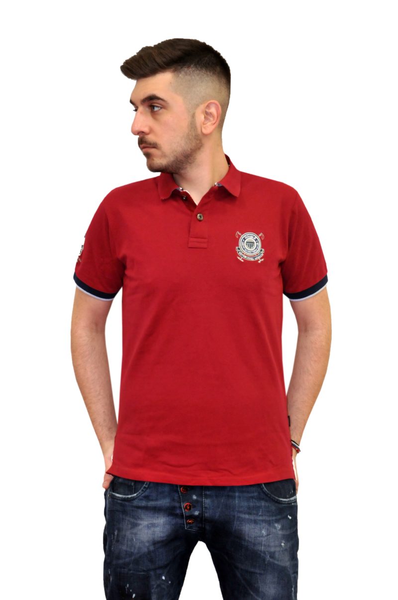 Κόκκινο βαμβακερό κοντομάνικο μπλουζάκι DOUBLE