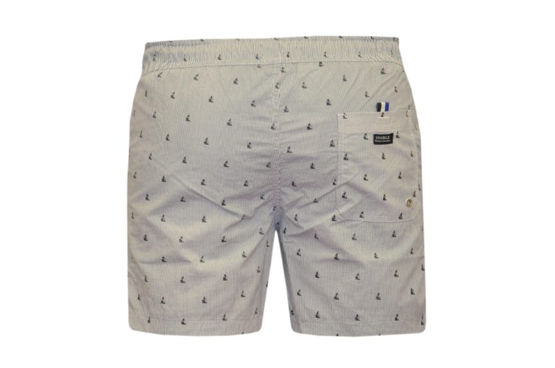 Blue-white printed swim shorts DOUBLE