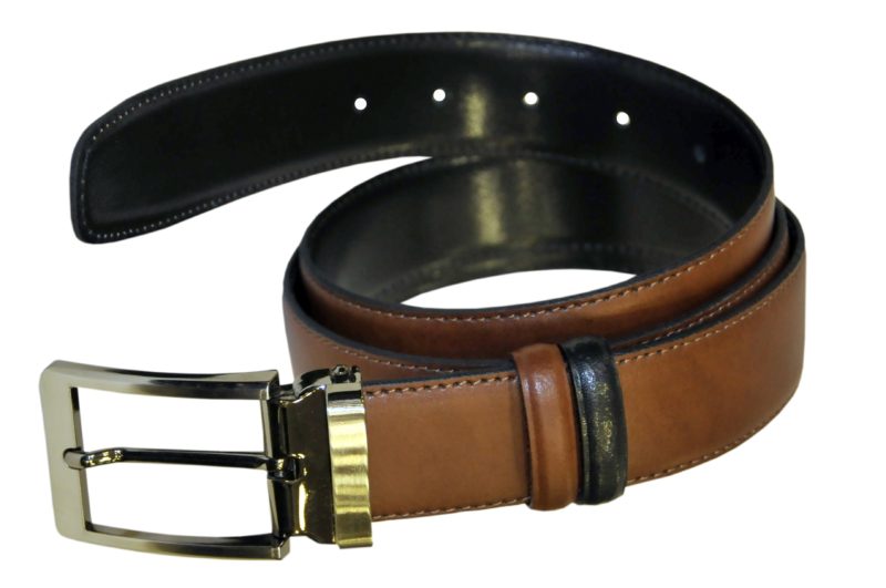 Black-brown leather double side belt MAN2MAN