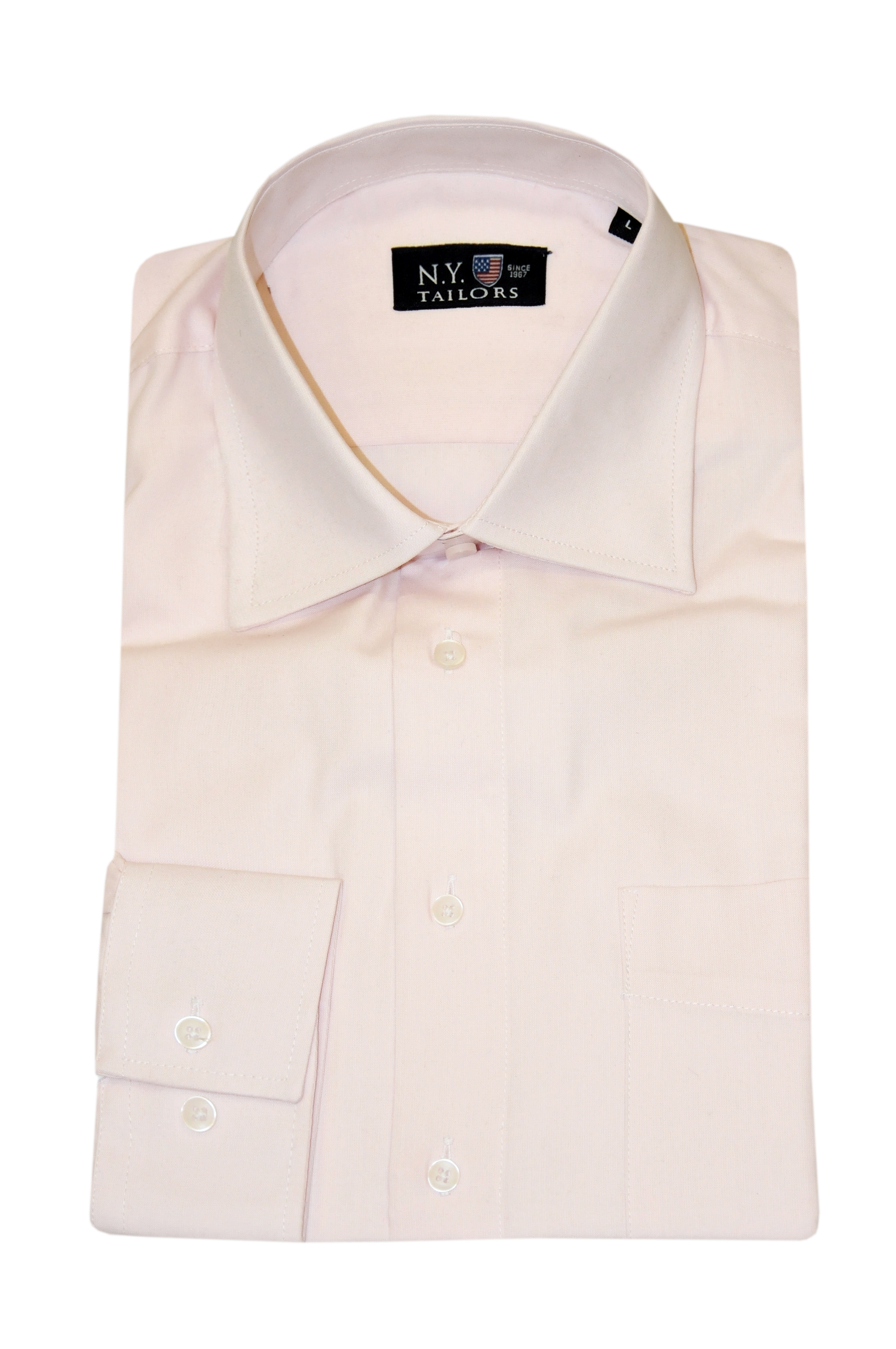 Pink plain color cotton long - sleeve shirt NEW YORK TAILORS