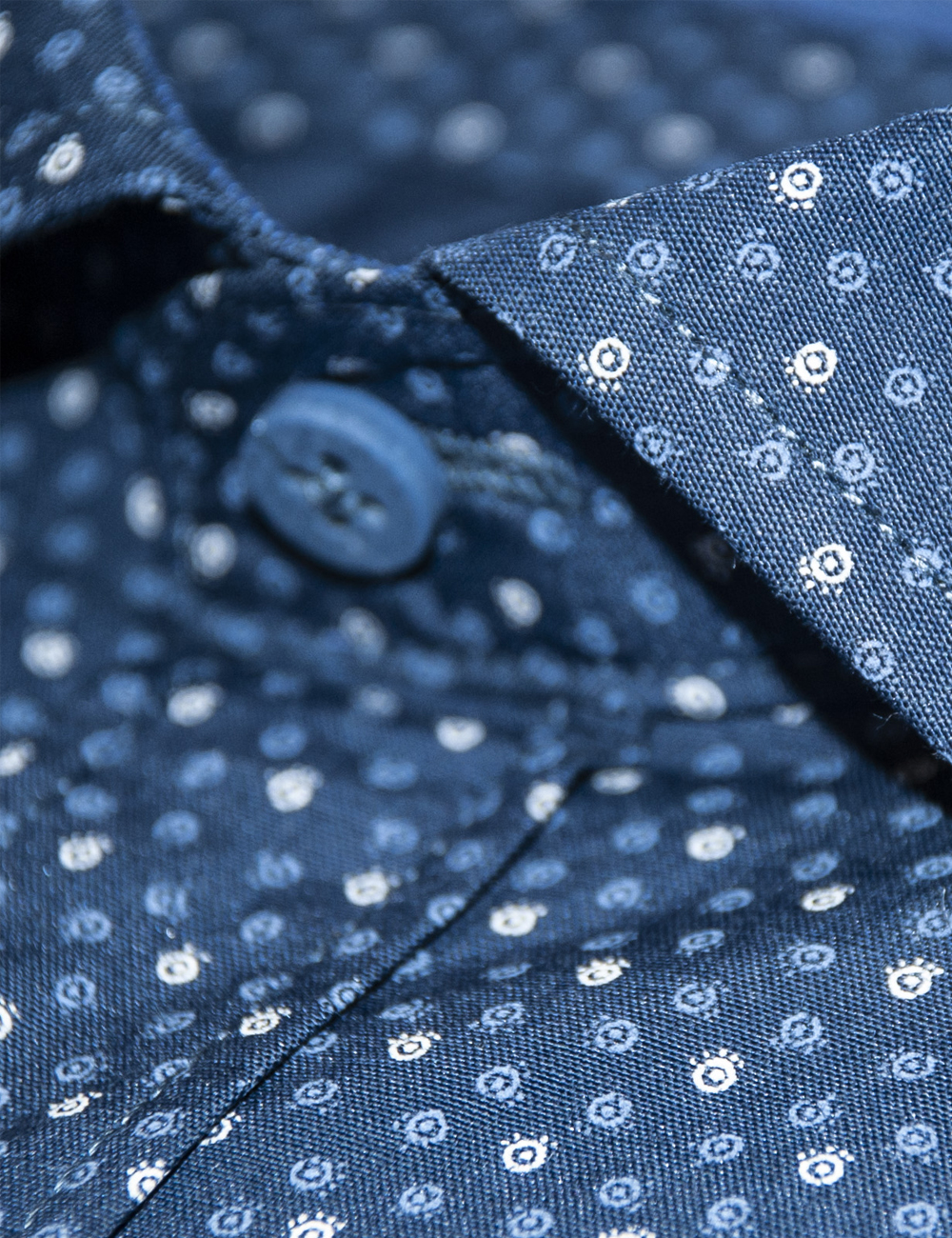 Μπλε σκούρο εμπριμέ βαμβακερό μακρυμάνικο πουκάμισο LEONARDO UOMO