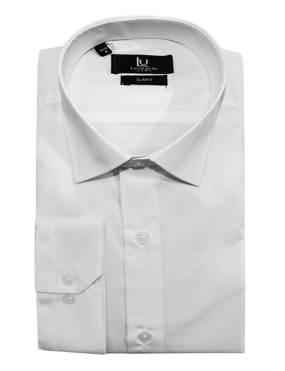 Λευκό βαμβακερό μακρυμάνικο πουκάμισο LEONARDO UOMO