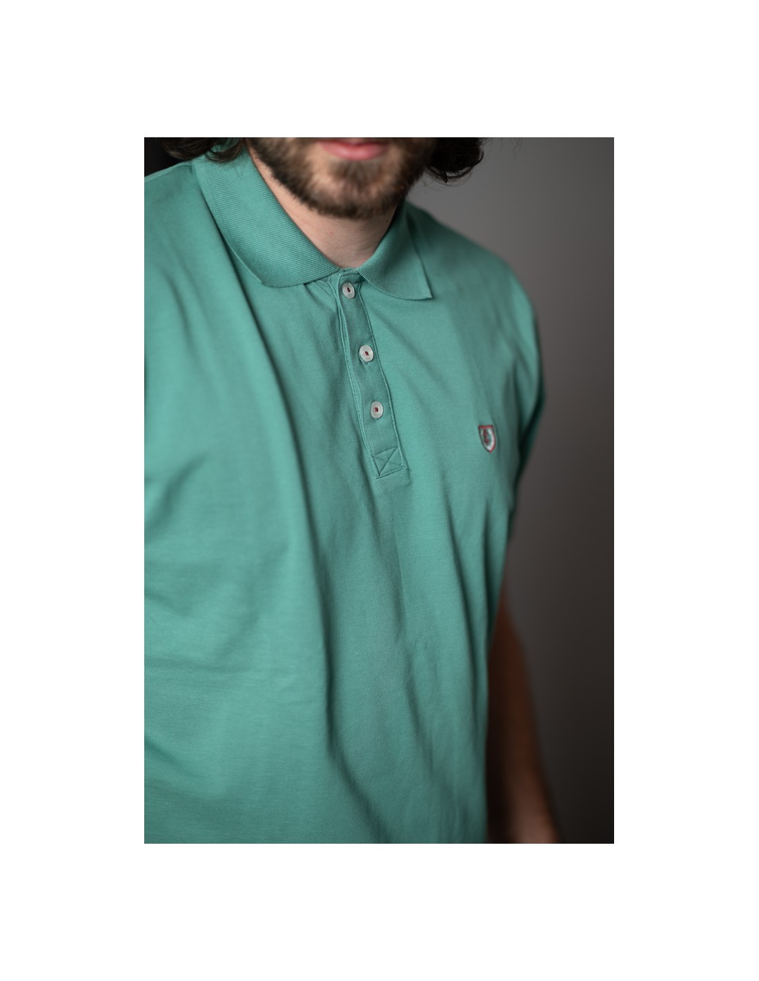 Πράσινη βαμβακερή κοντομάνικη polo μπλούζα PRE END
