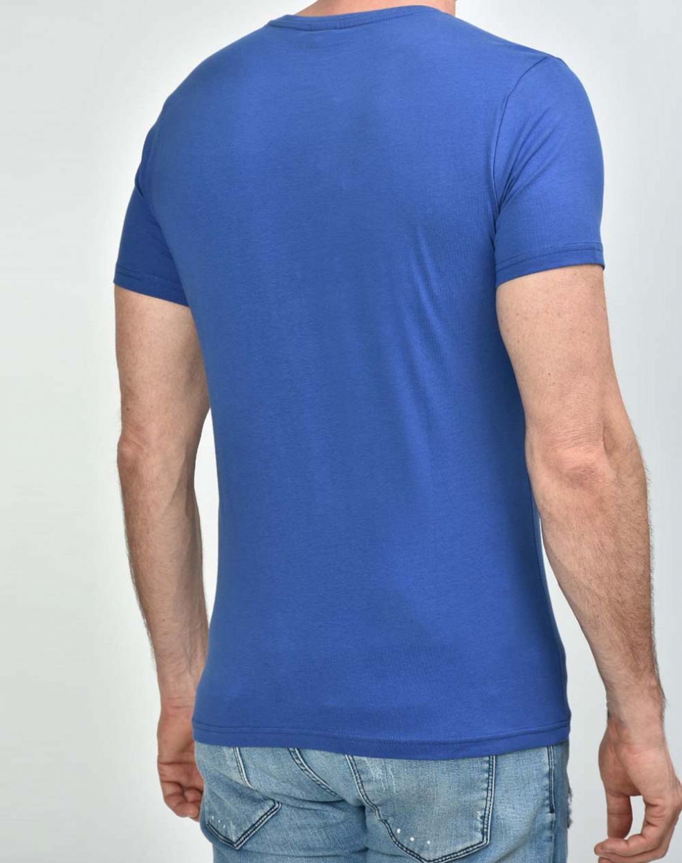 Μπλε κοντομάνικη βαμβακερή t-shirt μπλούζα P-CLUB