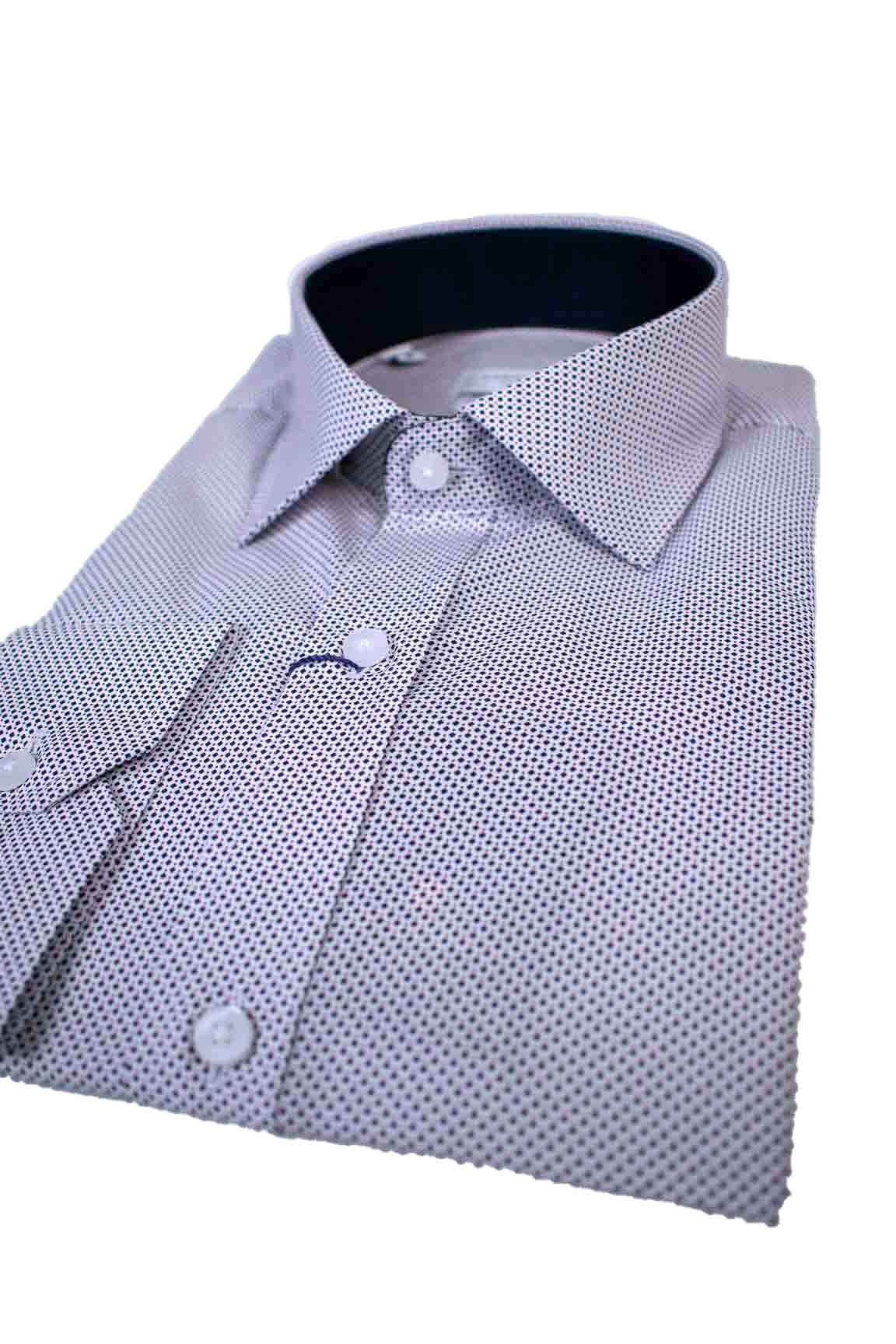 Λευκό εμπριμέ βαμβακερό μακρυμάνικο πουκάμισο CARLO BRUNI
