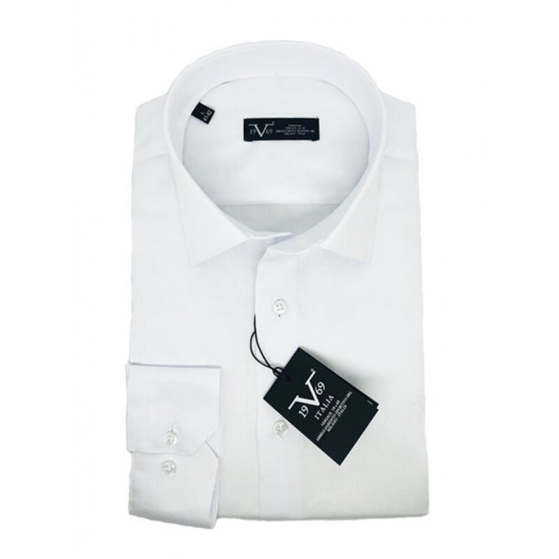 Λευκό βαμβακερό μακρυμάνικο πουκάμισο VERSACE 1969