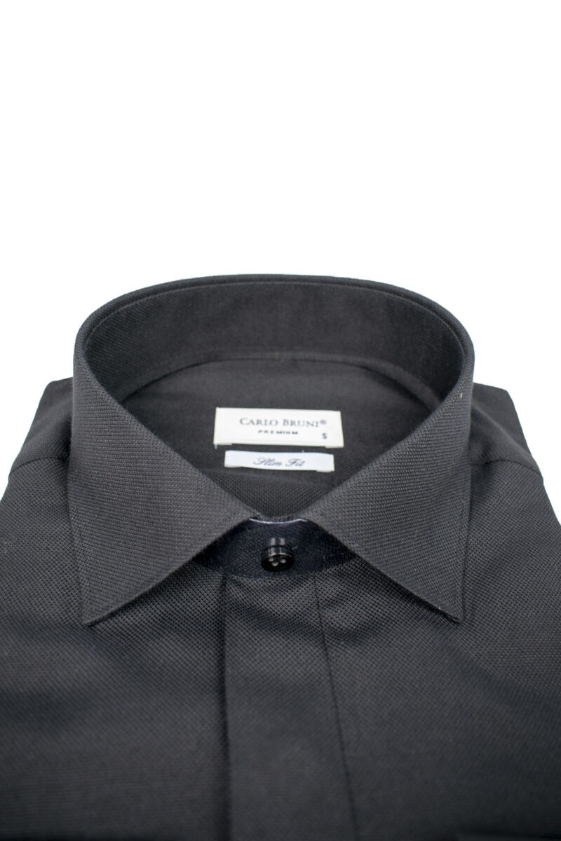 Μαύρο βαμβακερό μακρυμάνικο πουκάμισο CARLO BRUNI 99.11/25/VIENNA.001.01.