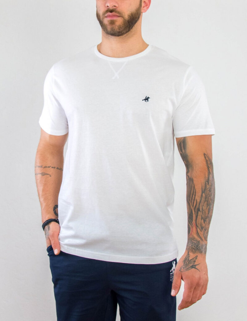Λευκή βαμβακερή κοντομάνικη t-shirt μπλούζα US GRAND POLO