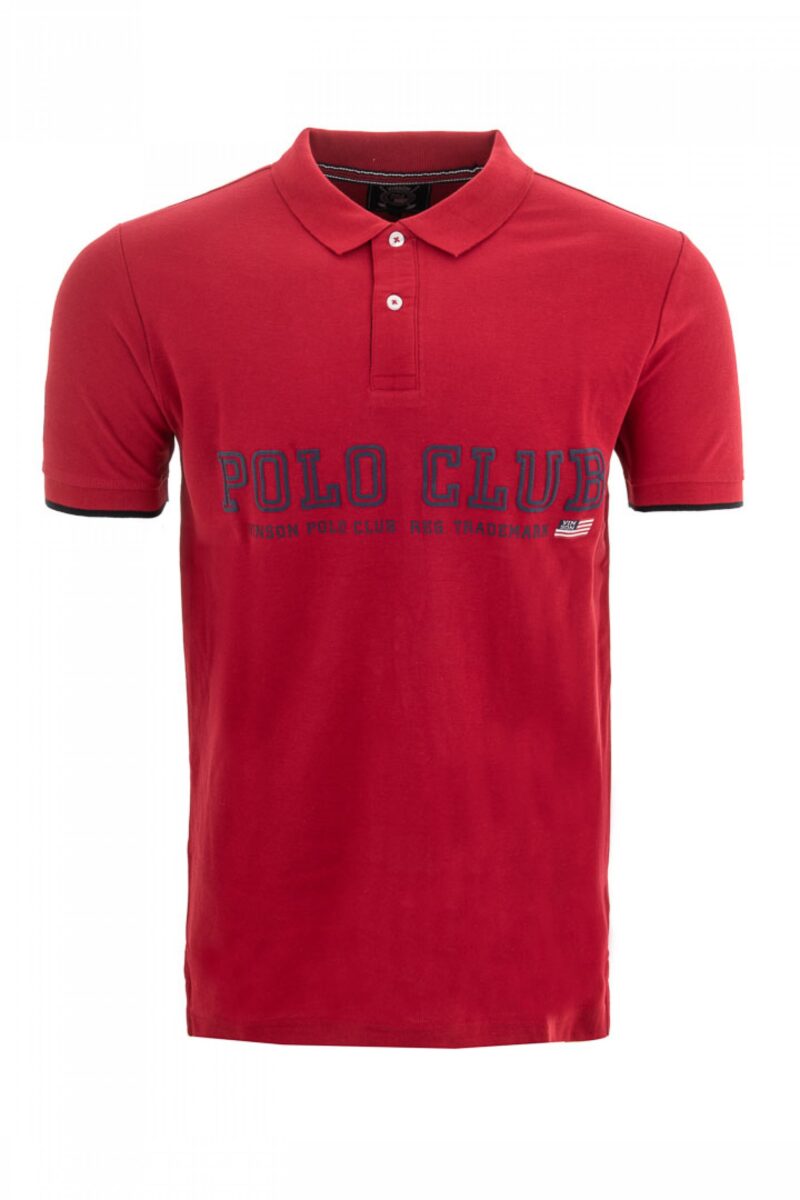 Κόκκινο βαμβακερό κοντομάνικο polo μπλουζάκι VINSON POLO CLUB