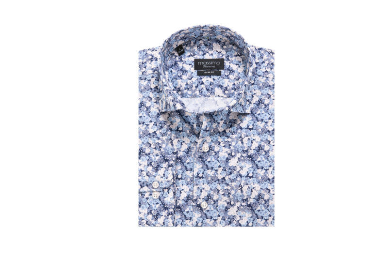 Μπλε φλοράλ βαμβακερό μακρυμάνικο πουκάμισο MASSIMO VENEZIANI