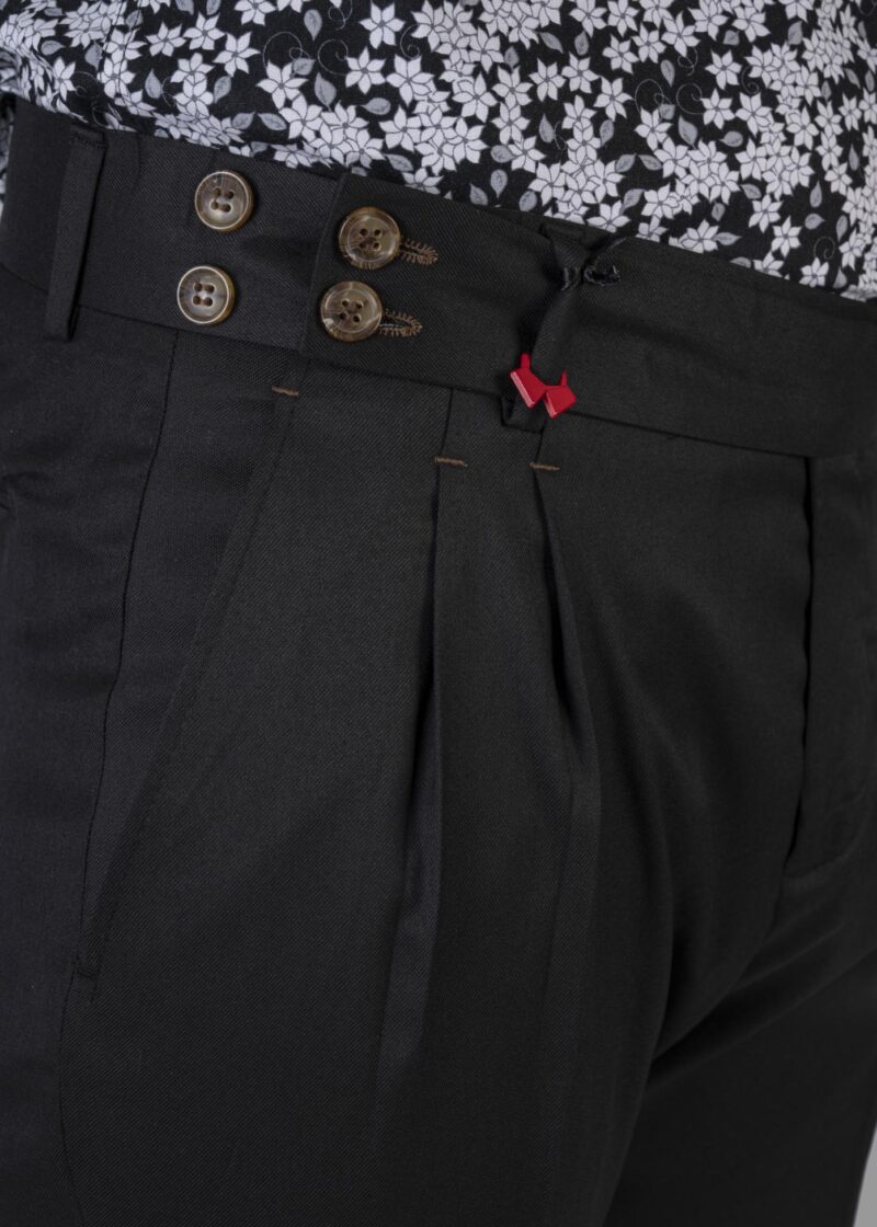 Μαύρο βαμβακερό παντελόνι με διπλές πιέτες DEZIGN