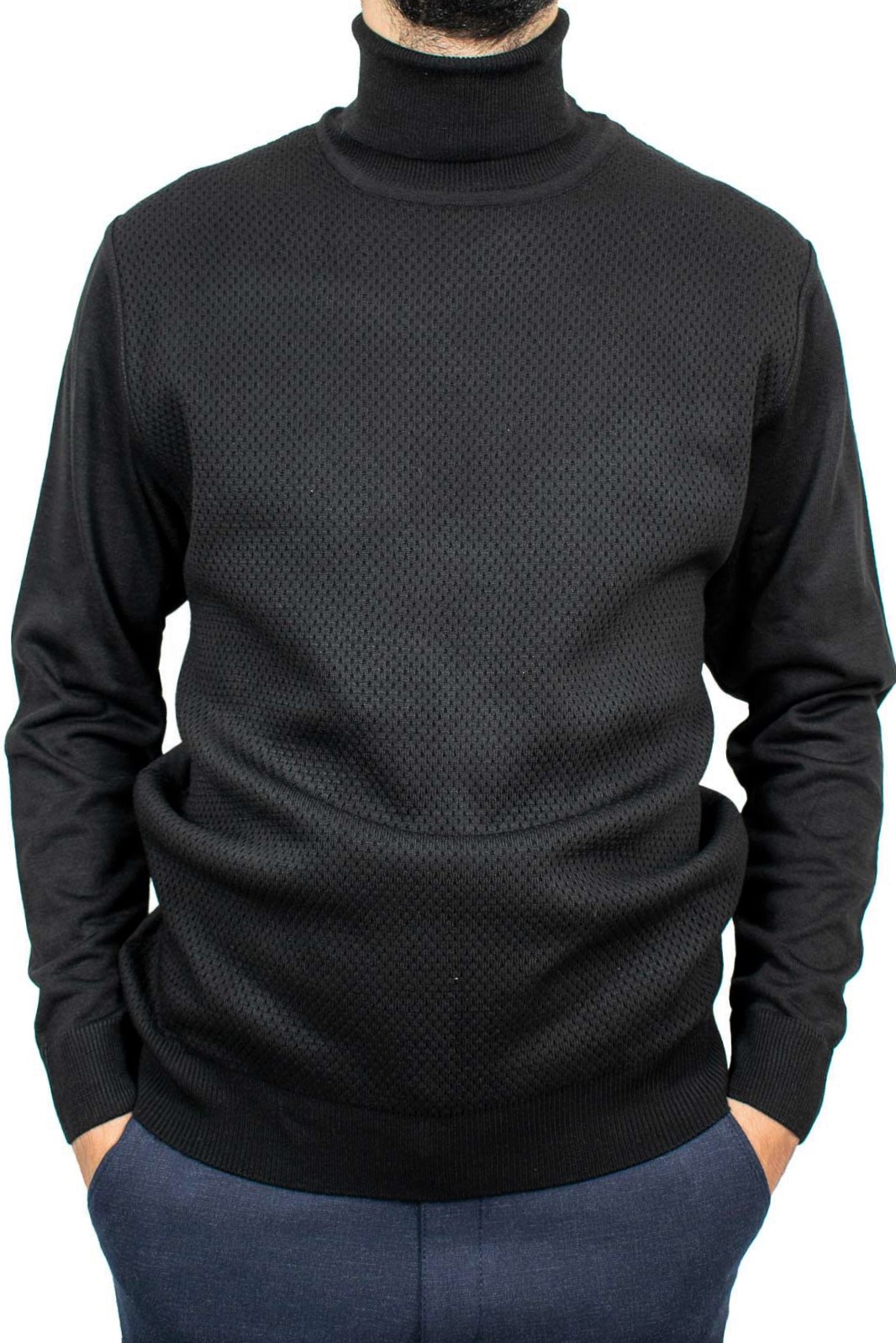 Μαύρη πλεκτή ζιβάγκο μπλούζα LEXTON