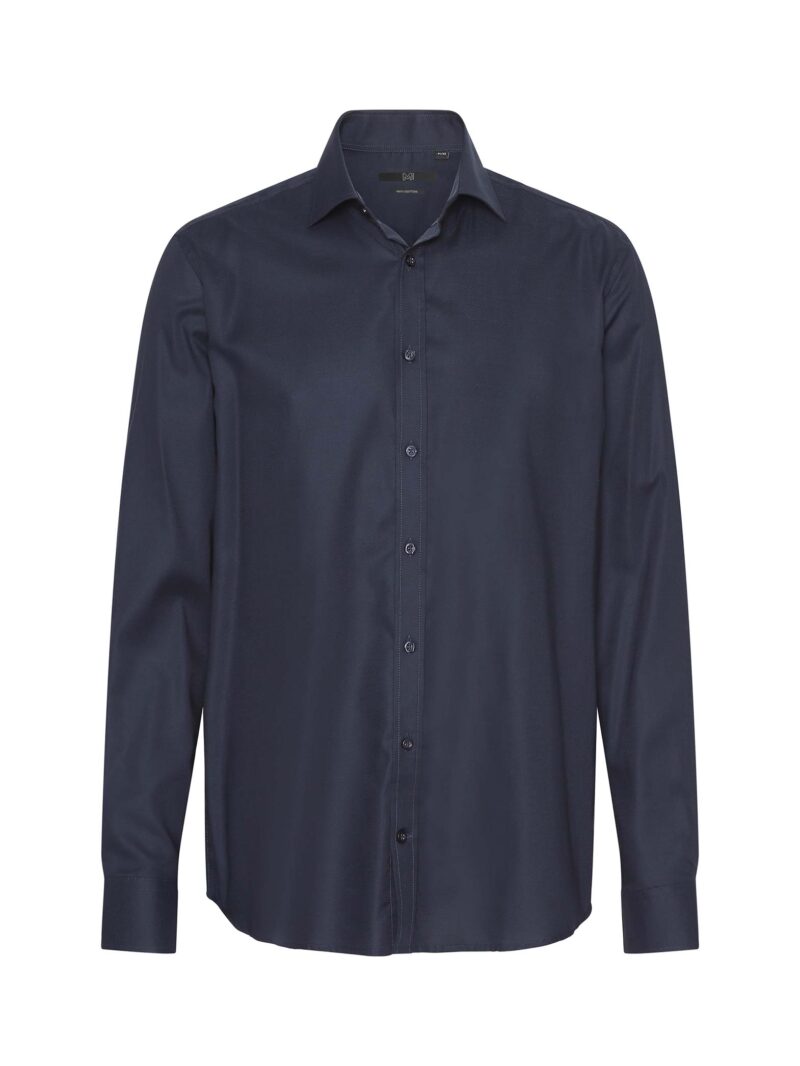 Μπλε σκούρο μονόχρωμο βαμβακερό μακρυμάνικο πουκάμισο MARCUS