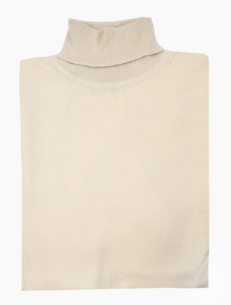 Εκρού μάλλινη ζιβάγκο πλεκτή μπλούζα LEONARDO UOMO