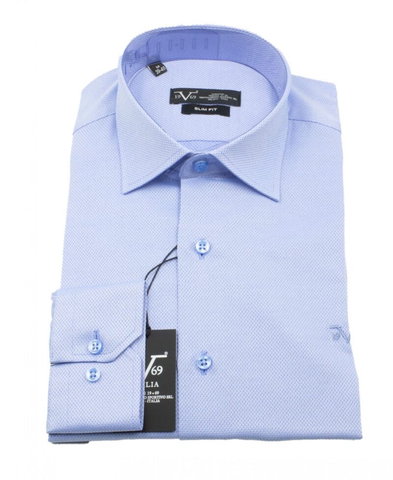 Γαλάζιο βαμβακερό μακρυμάνικο πουκάμισο VERSACE 19V69