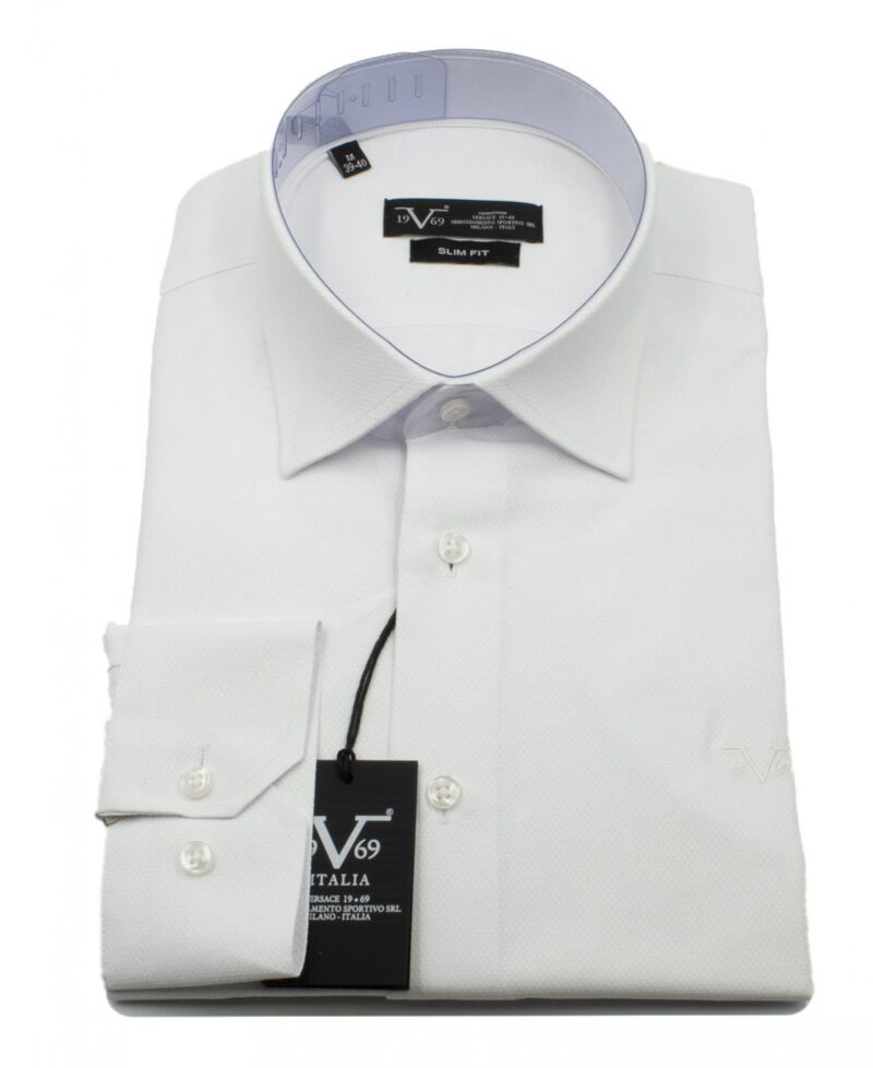Λευκό βαμβακερό μακρυμάνικο πουκάμισο VERSACE 19V69