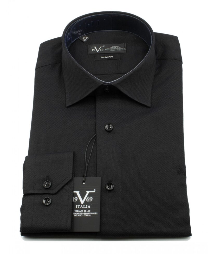 Μαύρο βαμβακερό μακρυμάνικο πουκάμισο VERSACE 19V69