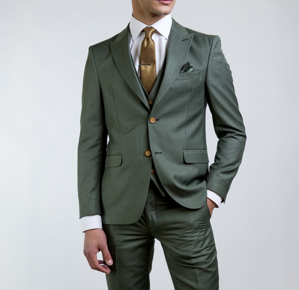 Πράσινο κοστούμι με γιλέκο MASSIMO VENEZIANI