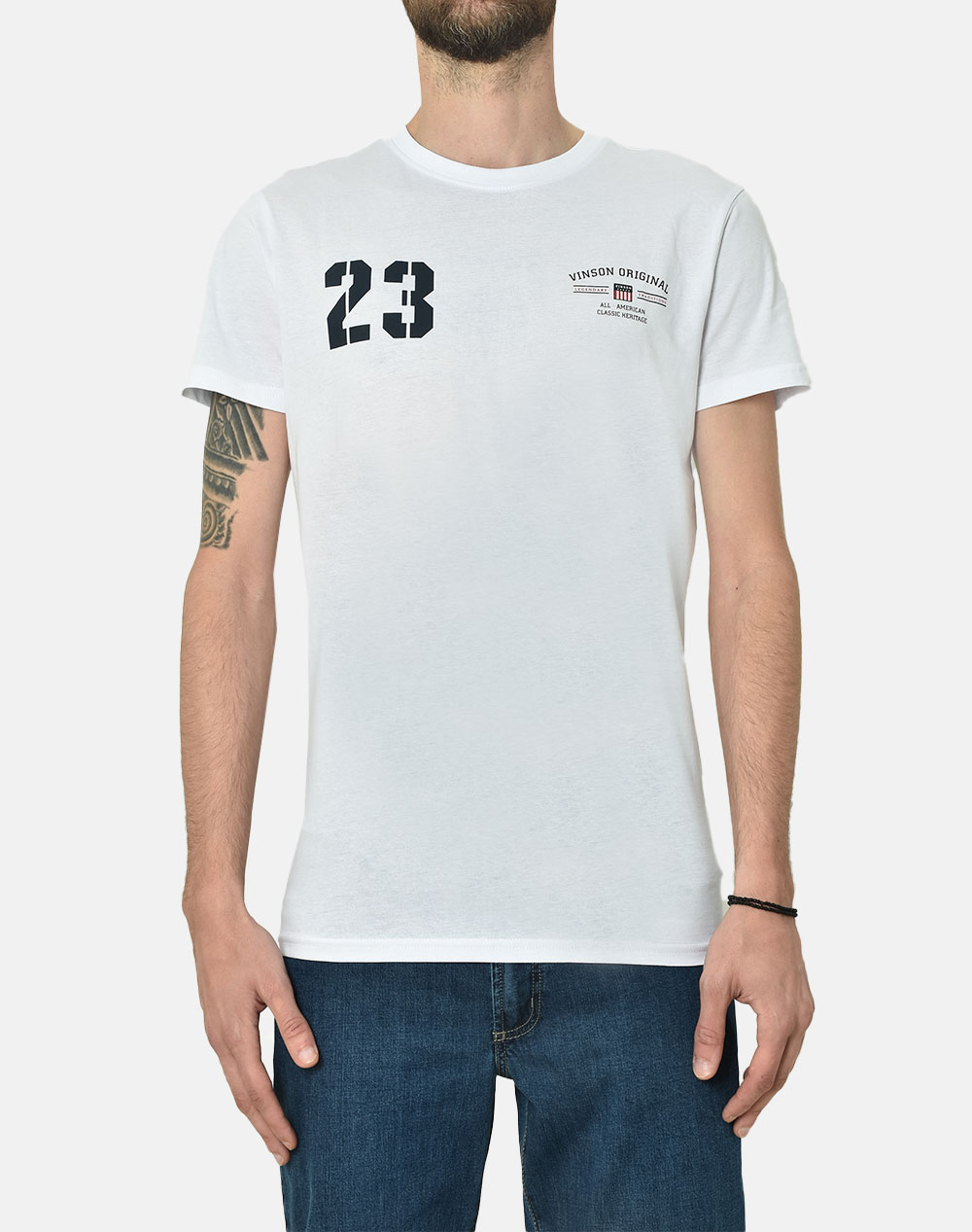 Λευκό t-shirt κοντομάνικο μπλουζάκι λαιμόκοψη VINSON POLO CLUB