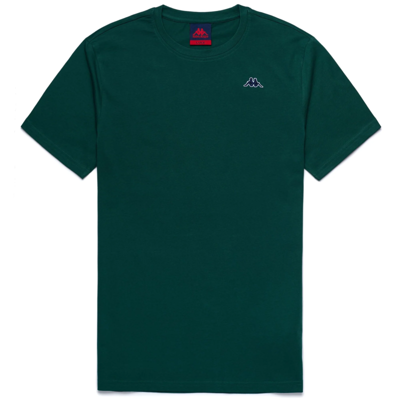 Πράσινη μονόχρωμη βαμβακερή κοντομάνικη μπλούζα λαιμόκοψη ROBE DI KAPPA