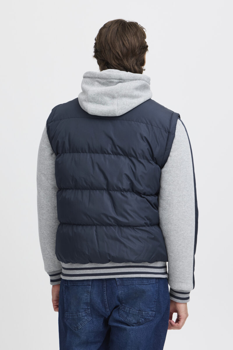 Μπλε σκούρο-γκρι χειμερινό μπουφάν με φούτερ μανίκια και κουκούλα BLEND