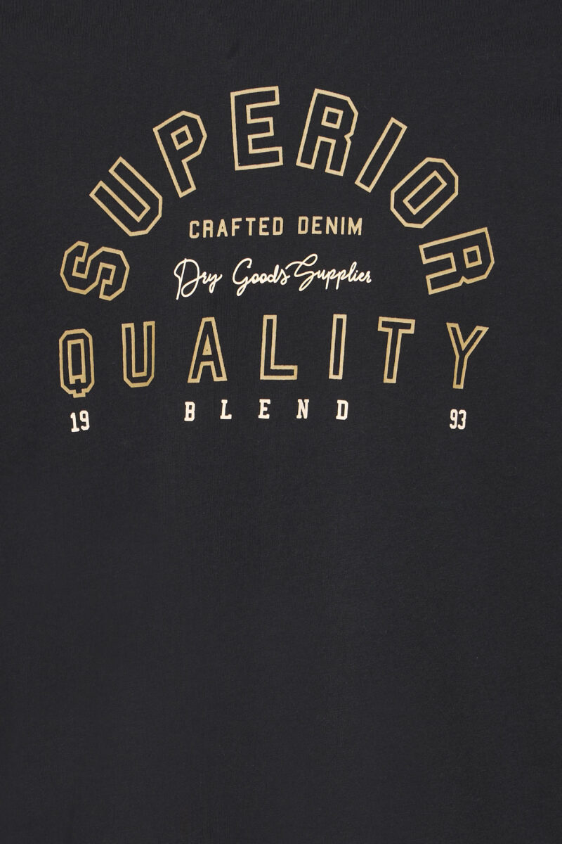 Μαύρη βαμβακερή μακρυμάνικη μακό μπλούζα λαιμόκοψη με στάμπα BLEND COMPANY