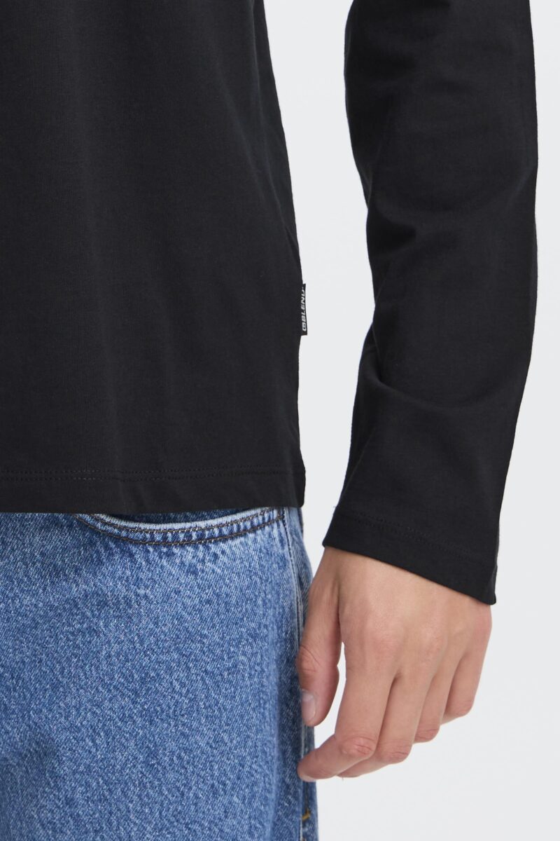 Μαύρη βαμβακερή μακρυμάνικη μακό μπλούζα λαιμόκοψη με στάμπα BLEND COMPANY