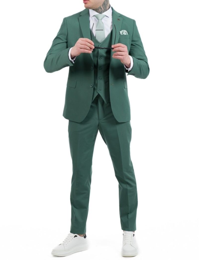 Πράσινο κοστούμι με γιλέκο σε στενή γραμμή MASSIMO VENEZIANI