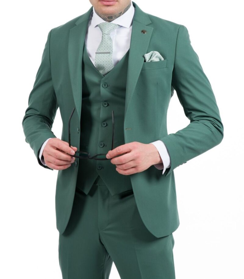 Πράσινο κοστούμι με γιλέκο σε στενή γραμμή MASSIMO VENEZIANI
