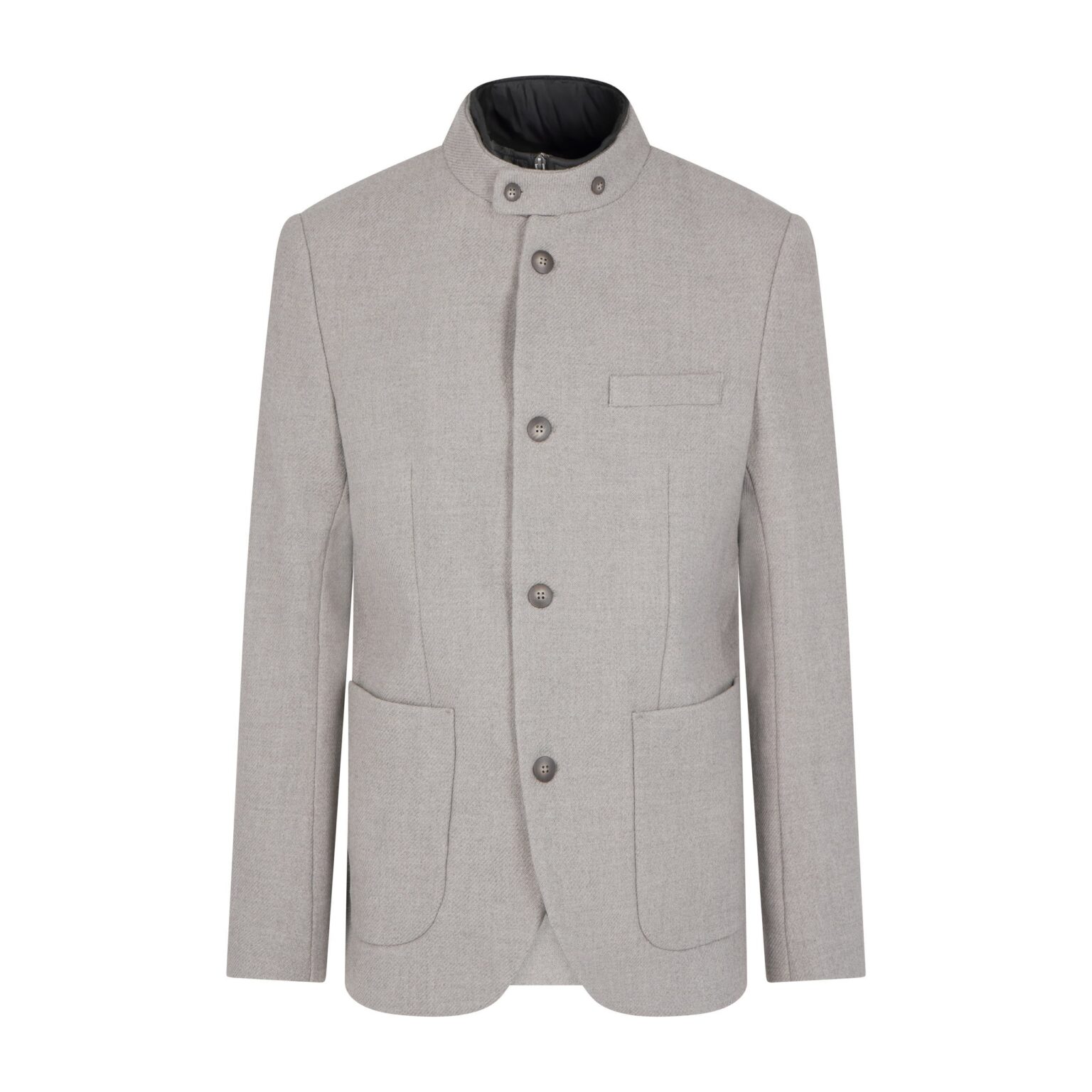 Γκρι-μπεζ χειμερινό σακάκι με μόστρα και εξωτερικές τσέπες VERSACE 19V69