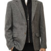 Γκρι-μαύρο χειμερινό μάλλινο σακάκι με σχέδιο στην ύφανση και αποσπώμενη μόστρα LEONARDO UOMO