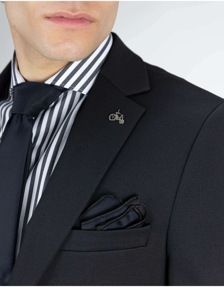 Κοστούμι μπλέ σκούρο με εξωτερική τσέπη και λάστιχο στο ζωνάρι